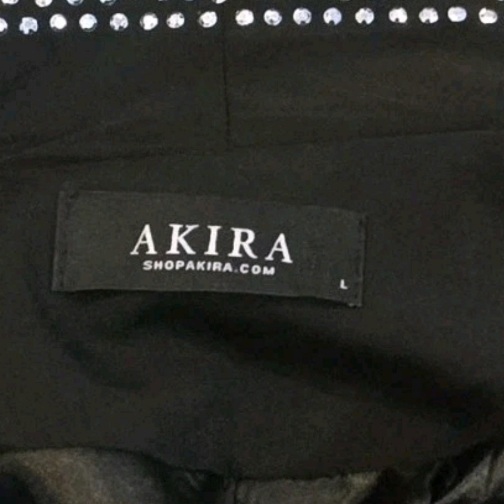 AKIRA Black Dua Shine Bright Embellished Rhinestone Blazer! L - Picture 5 of 6